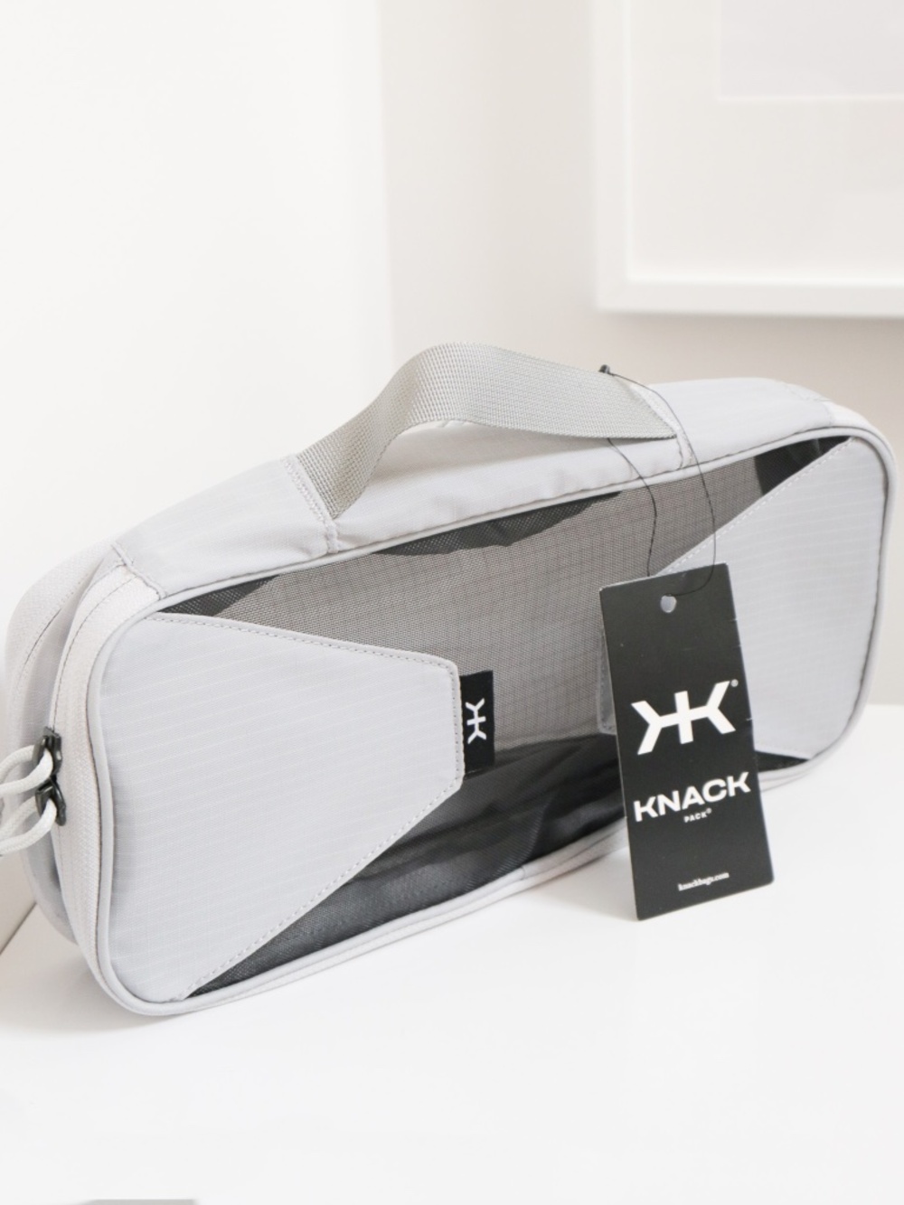 NWT KNACK BAGS Gray MEDIUM Expanding Packing Cube Travel Mesh Toiletries Storage
